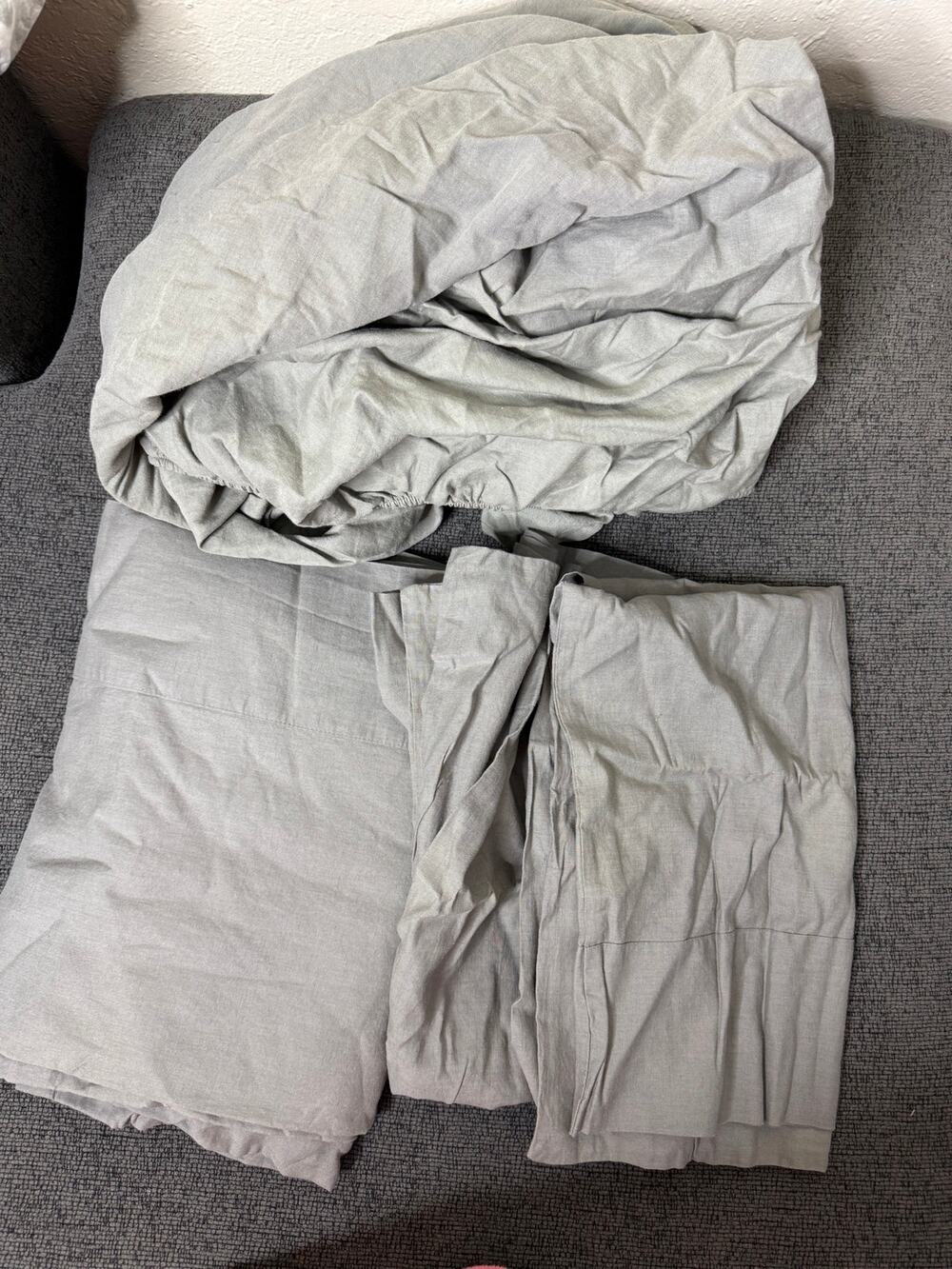 RH Restoration Hardware Stonewashed Cotton Linen Queen Bedding Set Gray